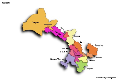 Mapas de muestra para Gansu (coloreado,sombrío)