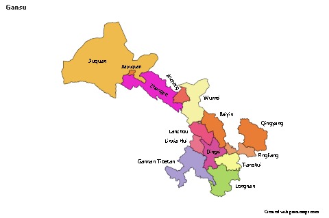 Mapas de muestra para Gansu (coloreado)