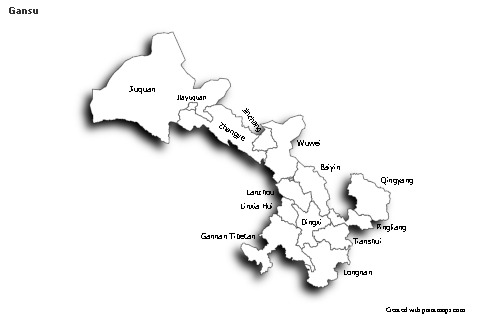 Mapas de muestra para Gansu (blanco-negro,sombrío)