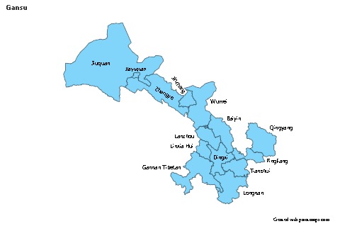 Mapas de muestra para Gansu (azul)
