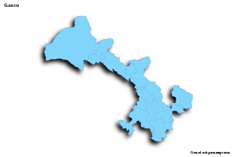 Mapas de muestra para Gansu (azul,contorno,sombrío)