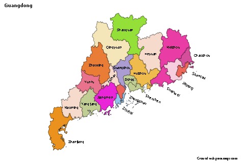 Mapas de muestra para Guangdong (coloreado)