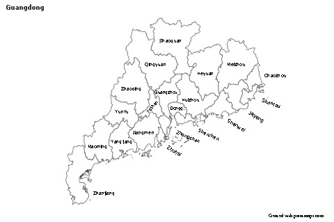 Mapas de muestra para Guangdong (blanco-negro)