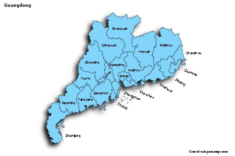 Mapas de muestra para Guangdong (azul,sombrío)
