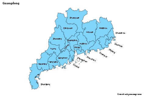 Mapas de muestra para Guangdong (azul)