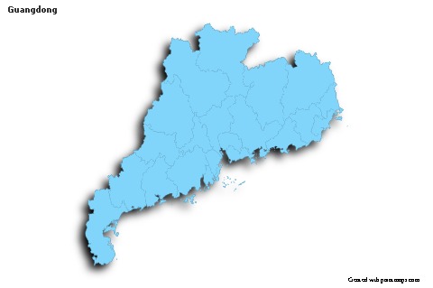 Mapas de muestra para Guangdong (azul,contorno,sombrío)