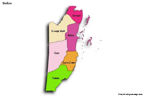 Sample Maps for Belize (colored,shadowy)