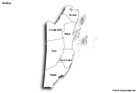 Sample Maps for Belize (black-white,shadowy)