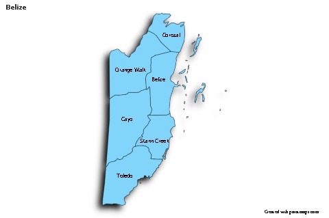 Sample Maps for Belize (blue,shadowy)
