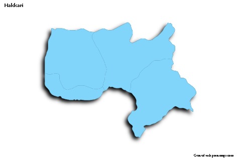 Contoh Peta untuk Hakkari (biru,garis luar,bayangan)