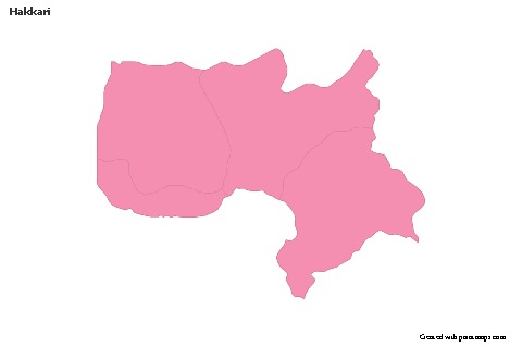 Contoh Peta untuk Hakkari (merah jambu,garis besar)