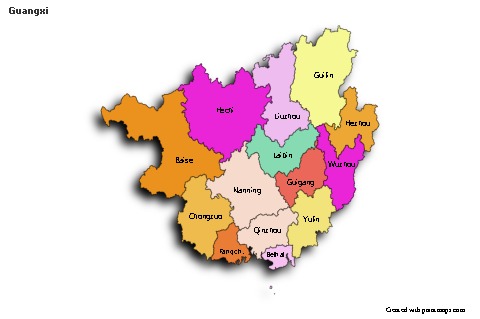 Contoh Peta untuk Guangxi (berwarna,bayangan)
