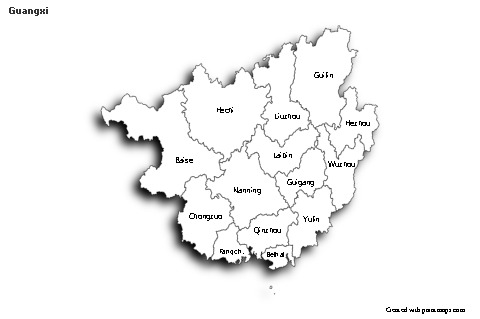 Contoh Peta untuk Guangxi (hitam-putih,bayangan)