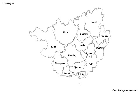 Contoh Peta untuk Guangxi (hitam-putih)