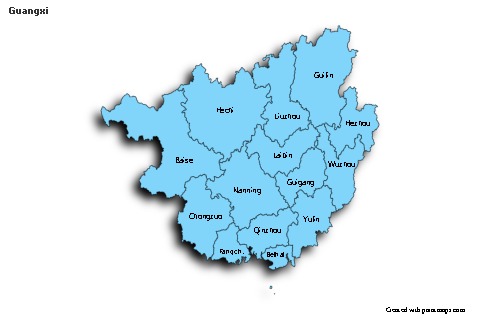 Contoh Peta untuk Guangxi (biru,bayangan)