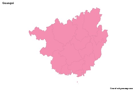 Contoh Peta untuk Guangxi (merah jambu,garis besar)