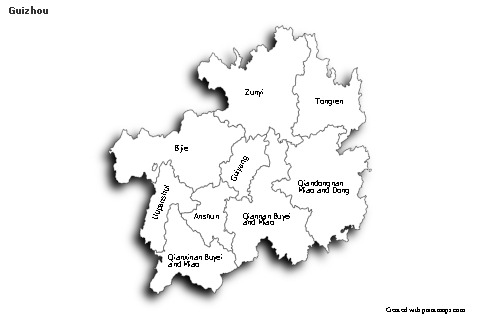 Sample Maps for Guizhou (black-white,shadowy)