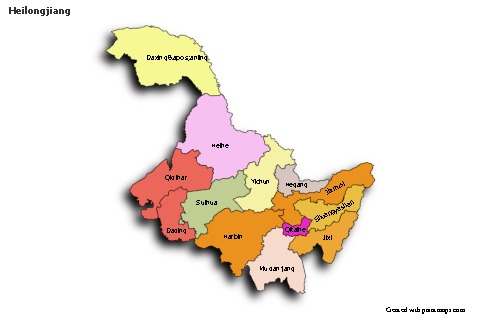 Contoh Peta untuk Heilongjiang (berwarna,bayangan)