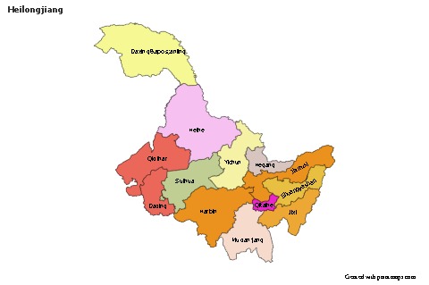 Contoh Peta untuk Heilongjiang (berwarna)