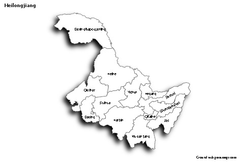 Contoh Peta untuk Heilongjiang (hitam-putih,bayangan)
