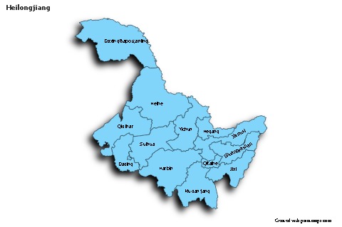 Contoh Peta untuk Heilongjiang (biru,bayangan)