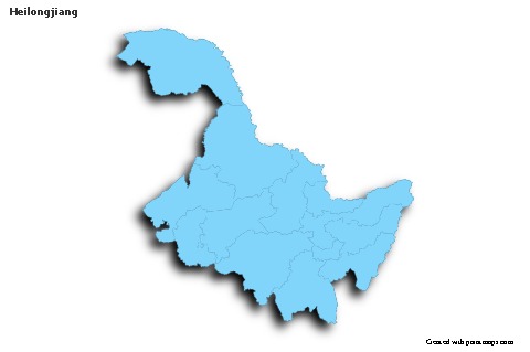 Contoh Peta untuk Heilongjiang (biru,garis luar,bayangan)