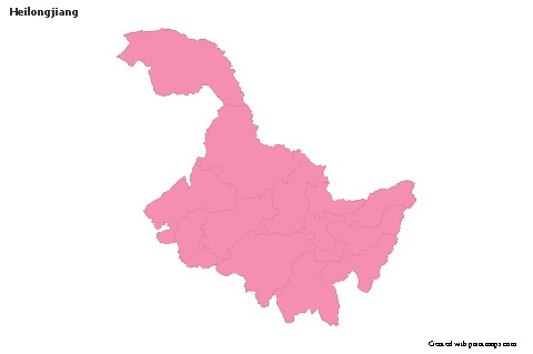 Contoh Peta untuk Heilongjiang (merah jambu,garis besar)