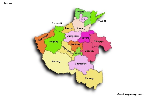 Contoh Peta untuk Henan (berwarna,bayangan)