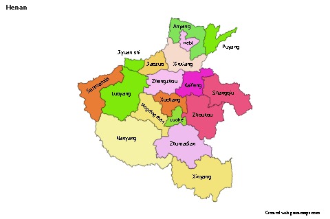 Contoh Peta untuk Henan (berwarna)