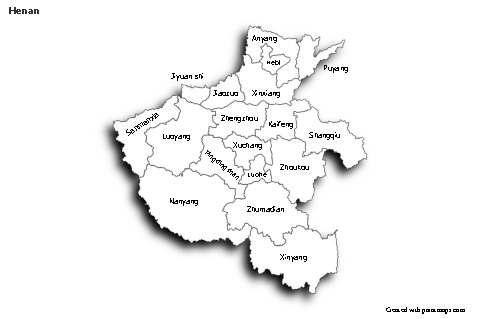 Contoh Peta untuk Henan (hitam-putih,bayangan)