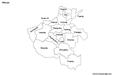 Contoh Peta untuk Henan (hitam-putih)