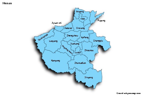 Contoh Peta untuk Henan (biru,bayangan)