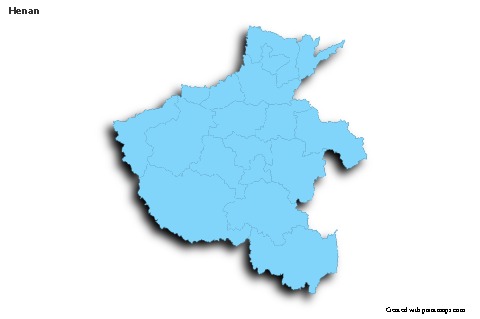 Contoh Peta untuk Henan (biru,garis luar,bayangan)