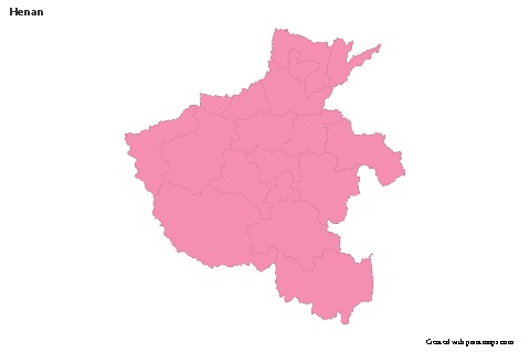 Contoh Peta untuk Henan (merah jambu,garis besar)
