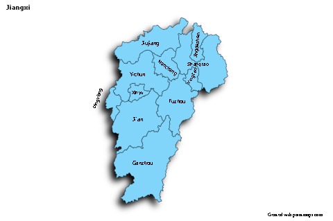 Jiangxi için Örnek Haritalar (mavi,gölgeli)