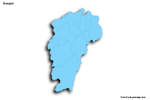 Jiangxi için Örnek Haritalar (mavi,anahat,gölgeli)