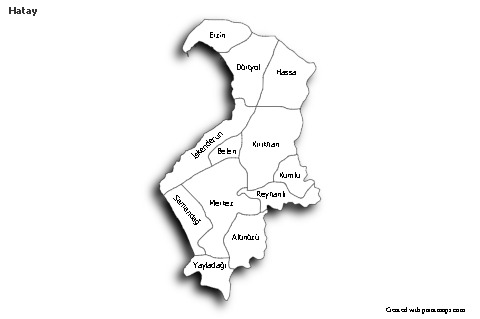 Sample Maps for Hatay (black-white,shadowy)