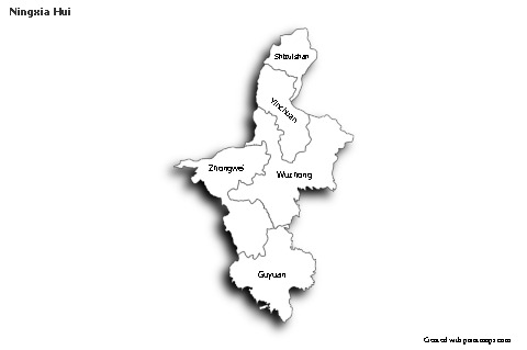 Sample Maps for Ningxia Hui (black-white,shadowy)