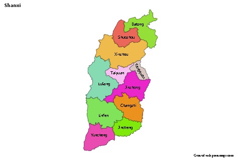 Contoh Peta untuk Shanxi (berwarna)
