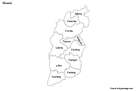 Contoh Peta untuk Shanxi (hitam-putih)