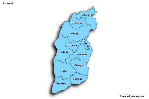 Contoh Peta untuk Shanxi (biru,bayangan)