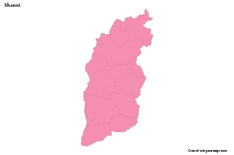 Contoh Peta untuk Shanxi (merah jambu,garis besar)