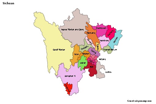 Mapas de muestra para Sichuan (coloreado)