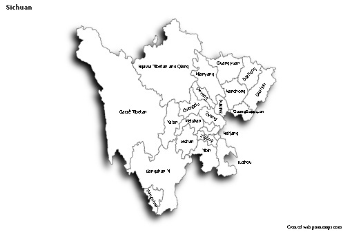 Mapas de muestra para Sichuan (blanco-negro,sombrío)