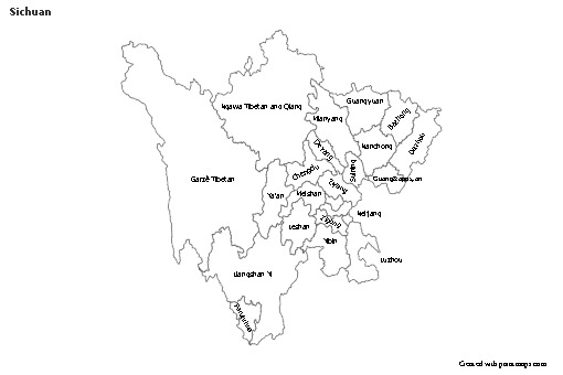 Mapas de muestra para Sichuan (blanco-negro)