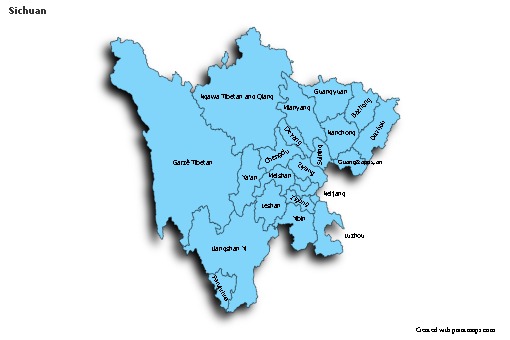 Mapas de muestra para Sichuan (azul,sombrío)