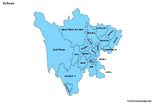 Mapas de muestra para Sichuan (azul)