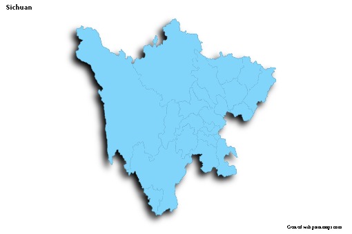 Mapas de muestra para Sichuan (azul,contorno,sombrío)