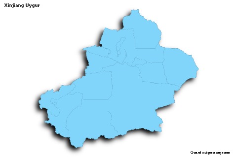 Mapas de muestra para Xinjiang Uygur (azul,contorno,sombrío)