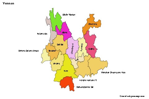 Mapas de muestra para Yunnan (coloreado)
